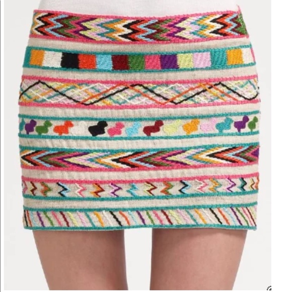 Gryphon Dresses & Skirts - GRYPHON Mayan Multicolored Embroidered Mini Skirt